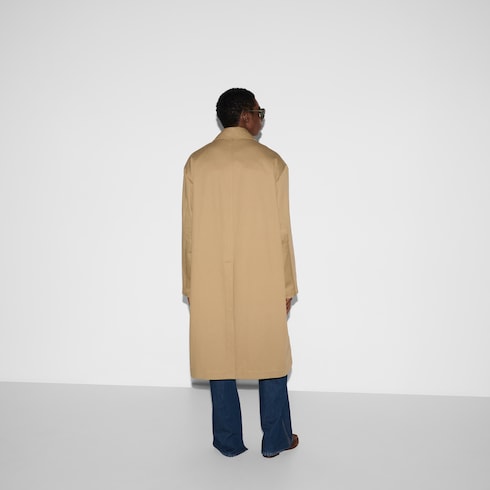 Cappotto in cotone con logo in rilievo e Web