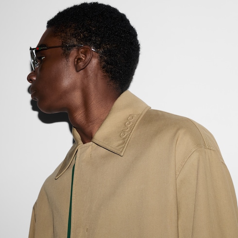 Manteau en coton embossé avec bande Web