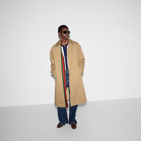 Cappotto in cotone con logo in rilievo e Web