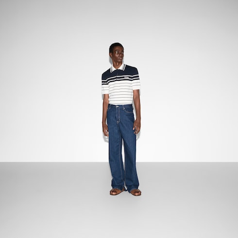 Denim trousers with embroidery