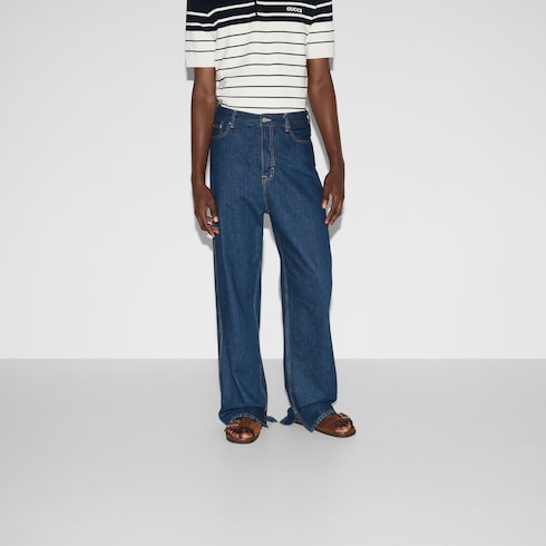 Pantalone in denim con ricamo