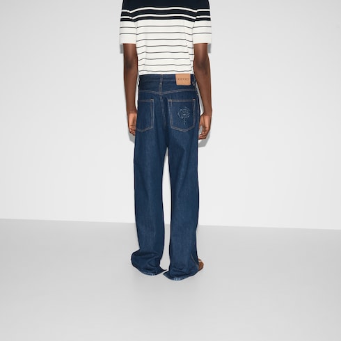 Pantalone in denim con ricamo
