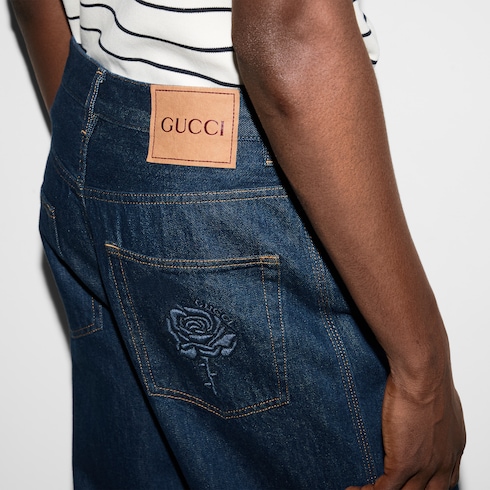 Pantalone in denim con ricamo