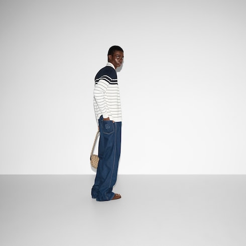 Pantalone in denim con ricamo