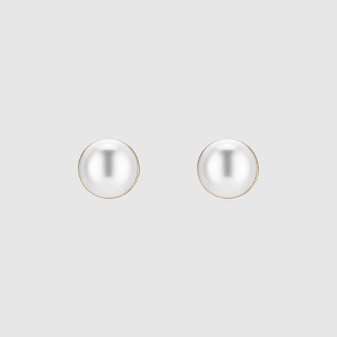 Large stud earrings with half pearl Detail 2