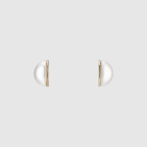 Large stud earrings with half pearl Detail 2