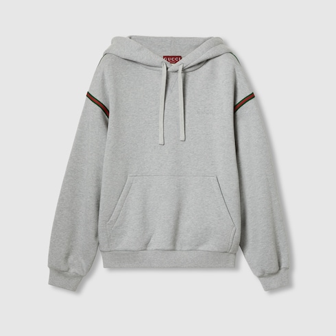 Cotton jersey hooded sweatshirt with Web Detail 2