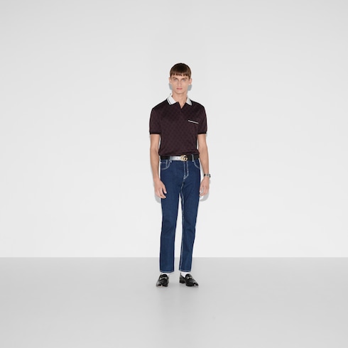Polo in nylon e cotone GG