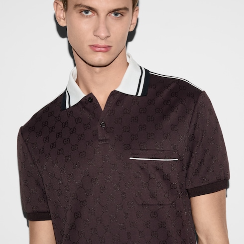 Polo in nylon e cotone GG