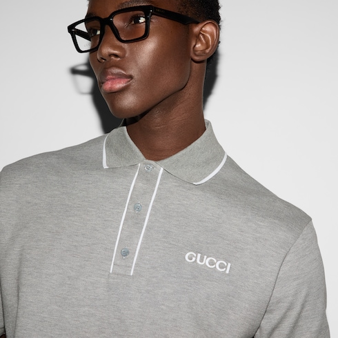 Grey gucci polo shirt on sale