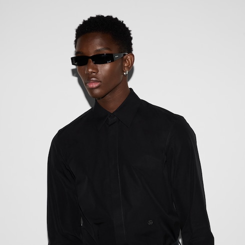 Chemise en popeline de coton brodée