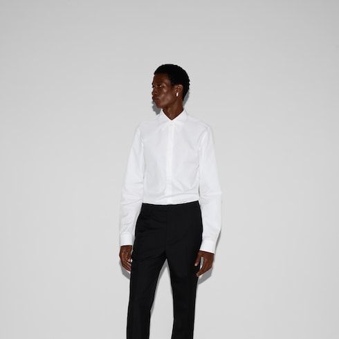 Chemise en popeline de coton brodée