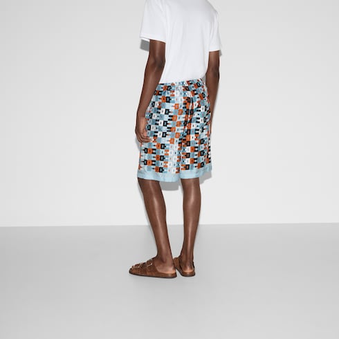 Short de sarga de seda estampado