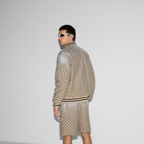 Куртка-бомбер из текстиля GG с кристаллами