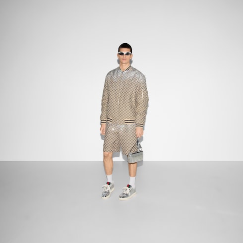 Blouson aviateur en toile GG avec cristaux
