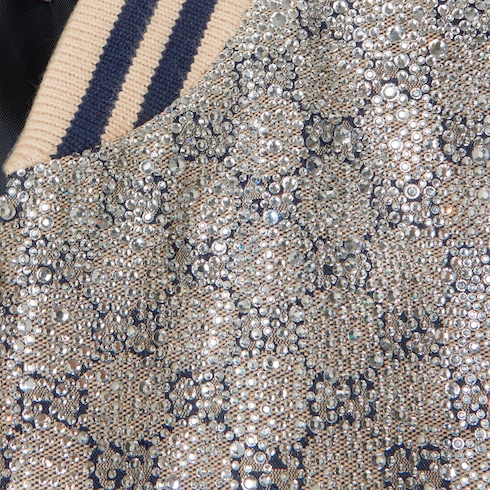 Blouson aviateur en toile GG avec cristaux
