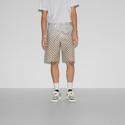 GG canvas shorts with crystals Detail 3