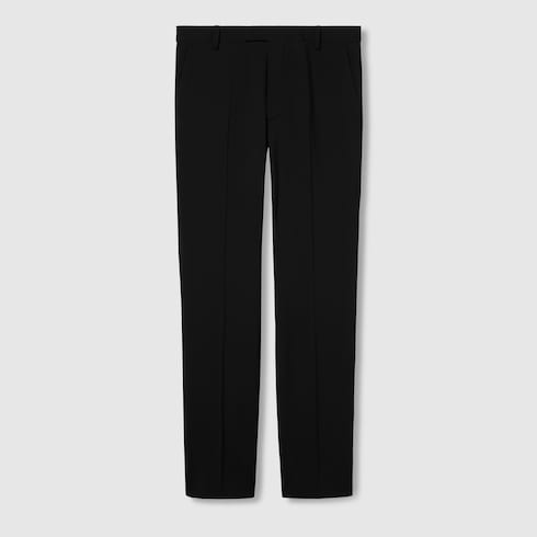 Pantalón de gabardina de lana con bordado