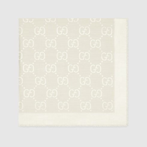 Châle en jacquard de laine et soie GG