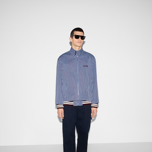 Veste en coton vichy avec broderie