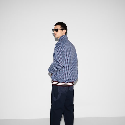 Veste en coton vichy avec broderie