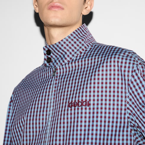 Chaqueta de gingham de algodón con bordado