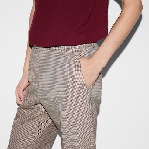Gingham wool pants