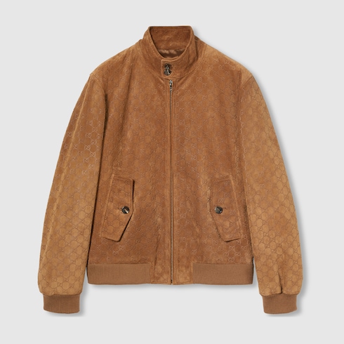Bomberjacke aus geprägtem GG Wildleder