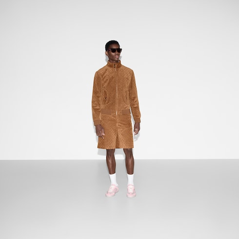 Blouson aviateur en daim avec détail GG embossé