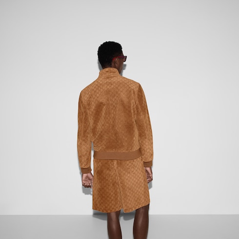 Chaqueta bomber de ante con GG en relieve