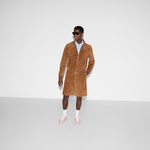 Blouson aviateur en daim avec détail GG embossé