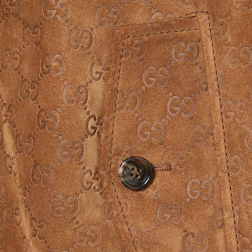 Bomber in pelle scamosciata con GG in rilievo
