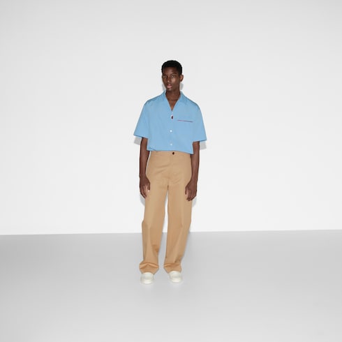 Compact cotton twill pants with Web