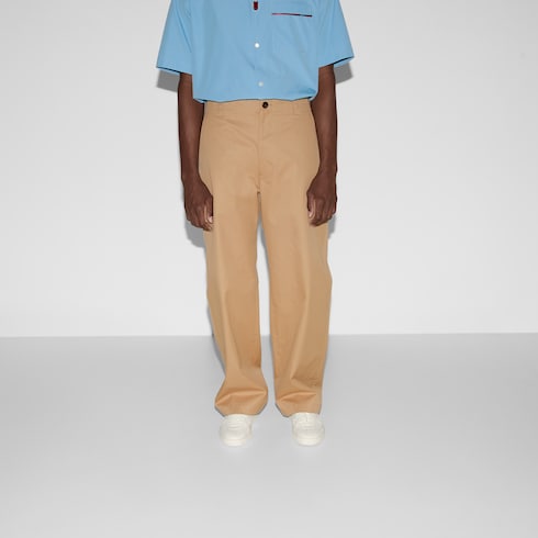 Compact cotton twill pants with Web