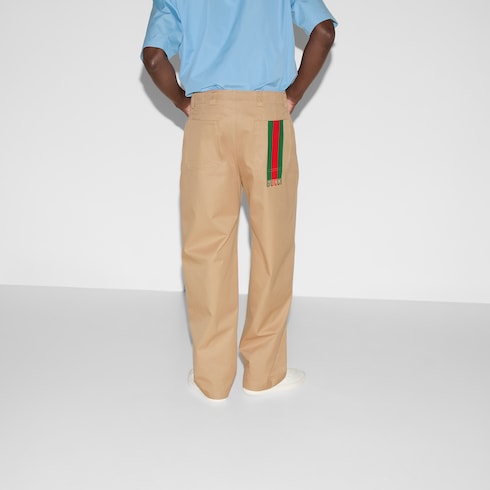 Compact cotton twill pants with Web