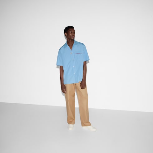 Compact cotton twill pants with Web