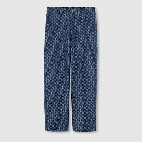 Cotton jacquard trouser with GG shadow Detail 2