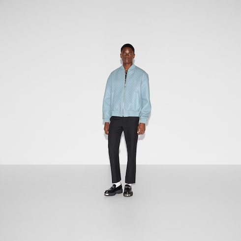 Chaqueta bomber de piel con GG en relieve