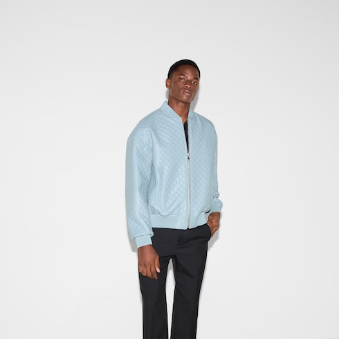 Blouson aviateur en cuir GG embossé