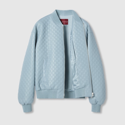 Embossed GG leather bomber jacket Detail 8