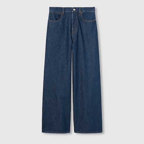 Wide leg denim trousers