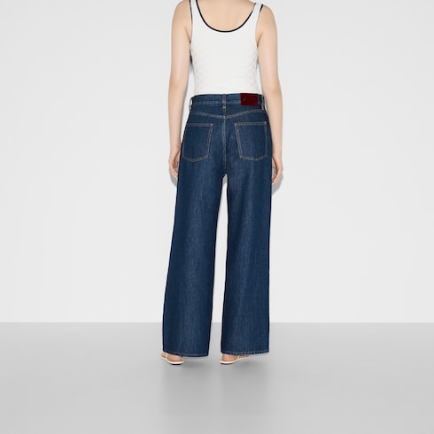 Wide leg denim trousers