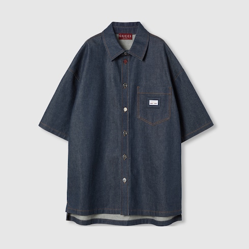 Denim shirt with Web label Detail 2