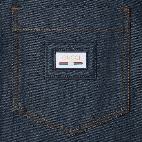 Denim shirt with Web label Detail 7