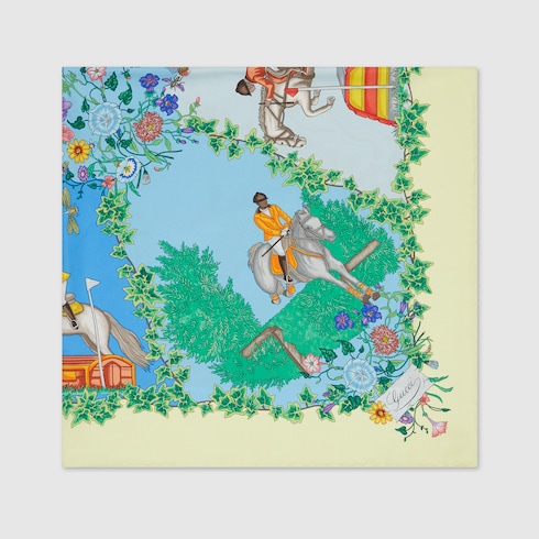 Carré en twill de soie imprimé