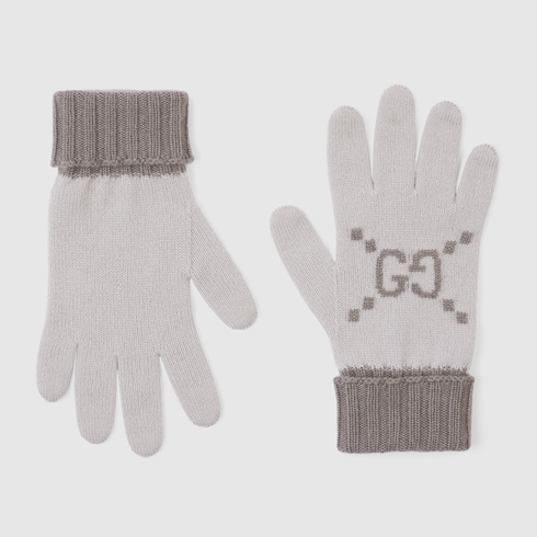 Guanti in jacquard di cashmere GG