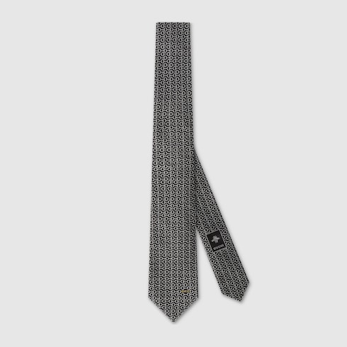 Horsebit silk jacquard tie