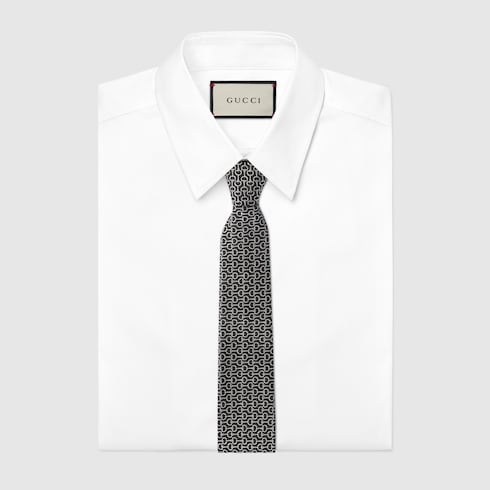 Horsebit silk jacquard tie