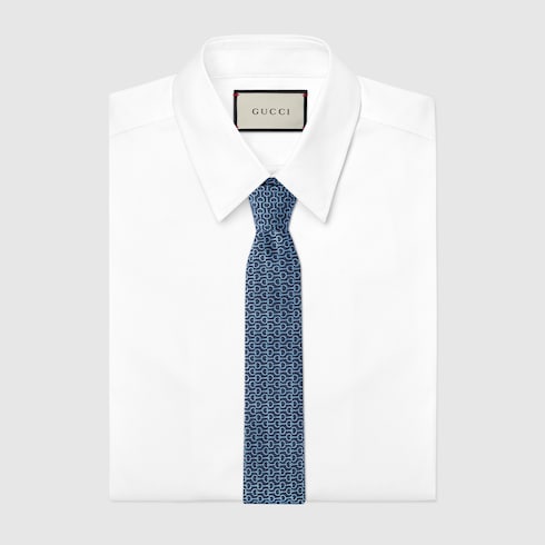 Horsebit silk jacquard tie