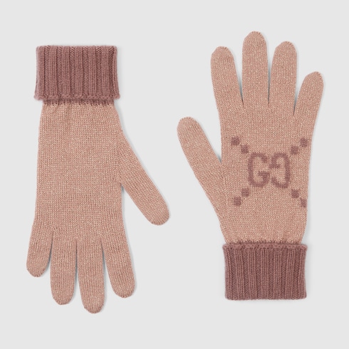 Guanti in cashmere GG lamé